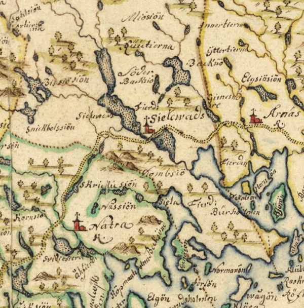 Landskapskarta över Ångermanland från sent 1600-tal