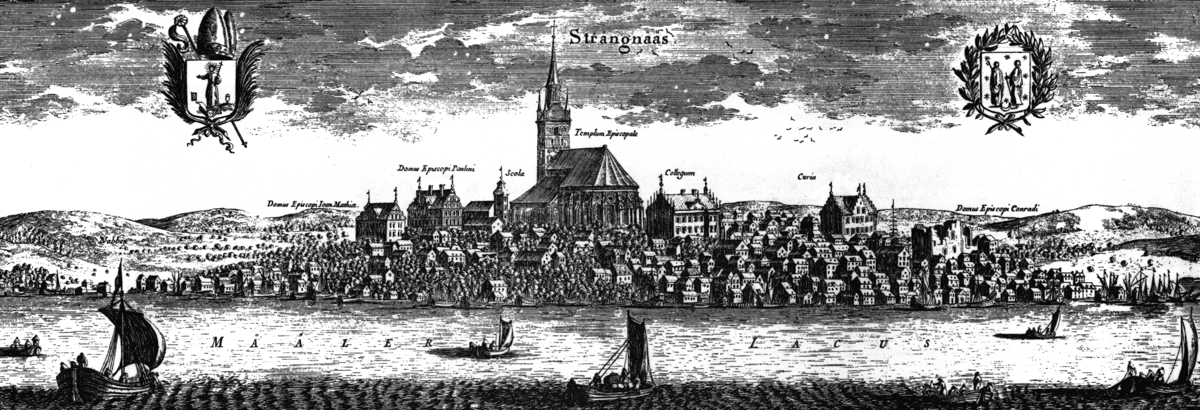 Gravering av Strängnäs i Suecia antiqua et hodierna